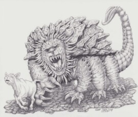 17” x 11” Shaded Pencil and Charcoal by Scott A. Story Medieval Tarrasque