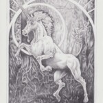11” x 17” Shaded Pencil and Charcoal by Scott A. Stort Medieval Unicorn