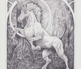 11” x 17” Shaded Pencil and Charcoal by Scott A. Stort Medieval Unicorn