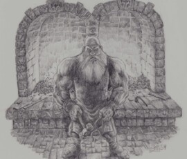 Mythological Dwarf Smith in Graphite & Charcoal by Scott A. Story Mythological Dwarf Smith in Graphite & Charcoal